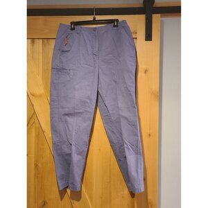 LL Bean Women's 16 Purple Canvas Cargo Zip Pocket Pants High-Rise Straight YQ78